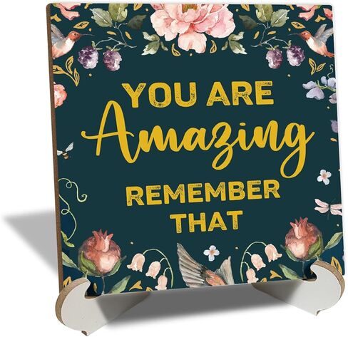 You are Amazing Gifts for Women, Gift For Mom Daughter Friend Coworker, Desk Decor Wood Sign with Stand, Floral Table Wooden Sign Plaque for Home Bedroom Living Room Study Shelf Office -b19 in Kuwait