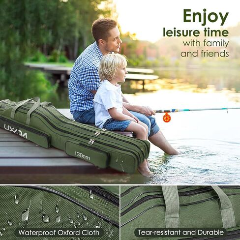 LIXADA Fishing Rod Case, 3 Layers Oxford Fishing Rod Bag, Portable Foldable Fishing Pole Bag, Fishing Rod Carrier Fishing Tackle Storage Bag Travel Carry for Fishing Gear & Equipment in Saudi Arabia