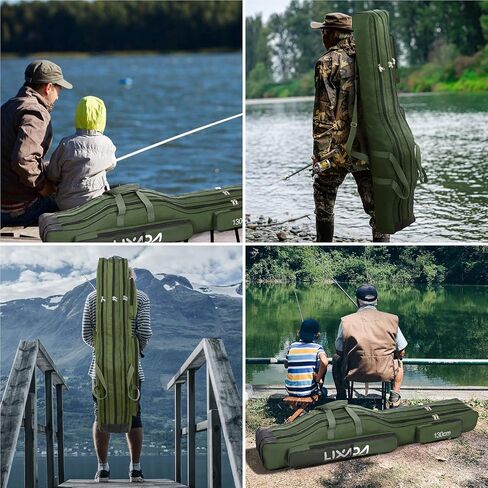 LIXADA Fishing Rod Case, 3 Layers Oxford Fishing Rod Bag, Portable Foldable Fishing Pole Bag, Fishing Rod Carrier Fishing Tackle Storage Bag Travel Carry for Fishing Gear & Equipment in Saudi Arabia