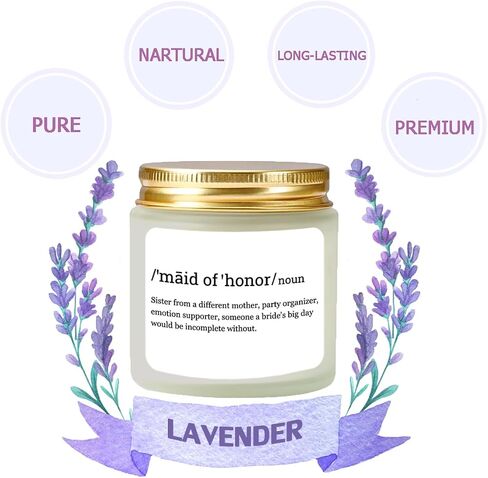 Vellsenne Scented Candle Bridesmaid Proposal Gifts - Lavender Soy Wax Candle - Maid of Honor Proposal Gifts - Will You be My Bridesmaid Gifts for Friends Girls Women 4oz in Saudi Arabia