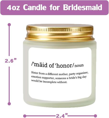 Vellsenne Scented Candle Bridesmaid Proposal Gifts - Lavender Soy Wax Candle - Maid of Honor Proposal Gifts - Will You be My Bridesmaid Gifts for Friends Girls Women 4oz in Saudi Arabia