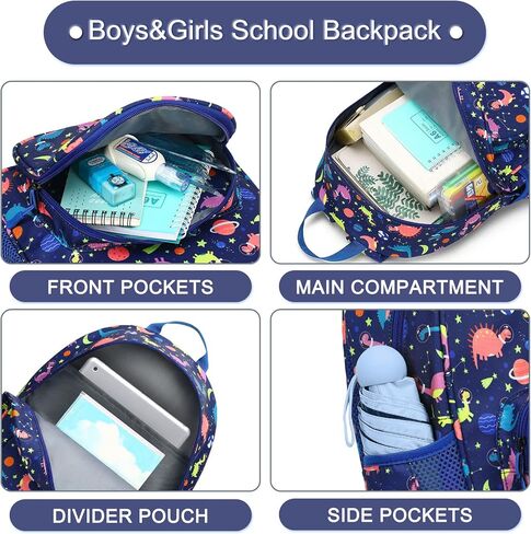 BUG Toddler Kids Backpack For Boys Girls, Cute Mini Backpacks for Preschool and Kindergarten with Adjustable Padded Shoulder Straps, Dark Blue Dinosaur in Kuwait