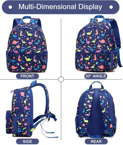BUG Toddler Kids Backpack For Boys Girls, Cute Mini Backpacks for Preschool and Kindergarten with Adjustable Padded Shoulder Straps, Dark Blue Dinosaur in Kuwait