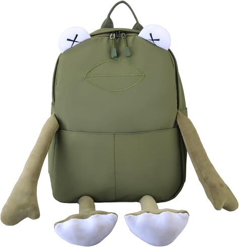 Frog Backpack Purse for Women - Student Frog Cartoon Bag Travel Daypack Casual Fashion Work Shopping Small Bag,Black in Saudi Arabia
