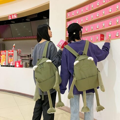 Frog Backpack Purse for Women - Student Frog Cartoon Bag Travel Daypack Casual Fashion Work Shopping Small Bag,Black in Saudi Arabia