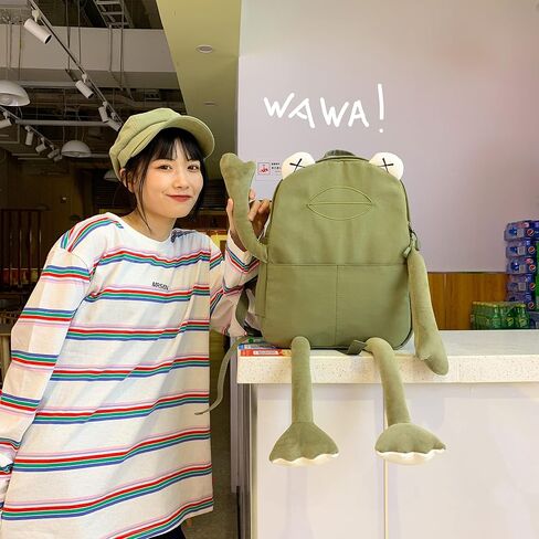 Frog Backpack Purse for Women - Student Frog Cartoon Bag Travel Daypack Casual Fashion Work Shopping Small Bag,Black in Saudi Arabia