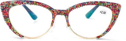 mincl Cat Eye Rhinestone Reading Glasses Diamond Reading Glasses for Women Stylish bling Magnifying Blue Light Readers in Saudi Arabia