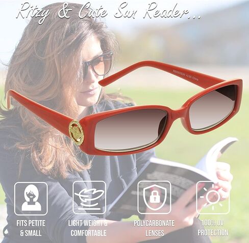 proSPORT Full Lens Reading Sunglass Tinted Readers Women Small Gold or Silver Lion Crest Medusa Emblem Logo NOT BIFOCAL in Kuwait