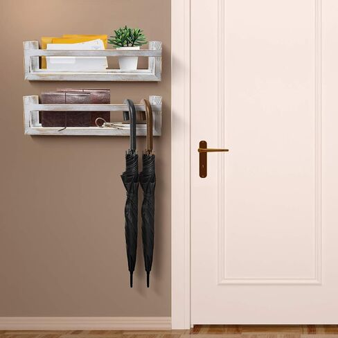 أرفف Sorbus العائمة - أرفف كتب عائمة ريفية مثبتة على الحائط منظم رف تخزين خشبي معلق لغرفة الأطفال وديكور حضانة الأطفال وغرفة اللعب وغرفة المعيشة والحمام وغرفة النوم وما إلى ذلك، مجموعة من 2 in Kuwait