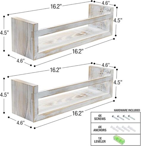 أرفف Sorbus العائمة - أرفف كتب عائمة ريفية مثبتة على الحائط منظم رف تخزين خشبي معلق لغرفة الأطفال وديكور حضانة الأطفال وغرفة اللعب وغرفة المعيشة والحمام وغرفة النوم وما إلى ذلك، مجموعة من 2 in Kuwait