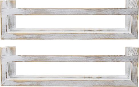 أرفف Sorbus العائمة - أرفف كتب عائمة ريفية مثبتة على الحائط منظم رف تخزين خشبي معلق لغرفة الأطفال وديكور حضانة الأطفال وغرفة اللعب وغرفة المعيشة والحمام وغرفة النوم وما إلى ذلك، مجموعة من 2 in Kuwait