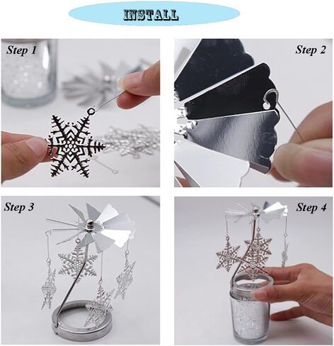 Mecela Spinning Candle Holder with Cup, Silver Rotating Candlestick Set for Romantic Wedding, Christmas Party, Home Table Decorations, Favor Gift (Princess) in Kuwait