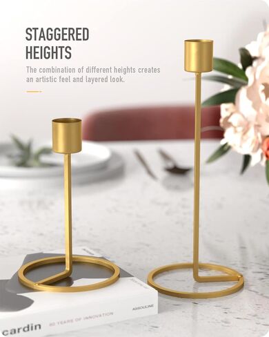 بافيكت مجموعة من 5 حوامل شموع ذهبية مستدبة، حوامل شمعدان مدببة مزخرفة لحفلات الزفاف قطعة مركزية تناسب الشموع في حدود 1 انش in Kuwait