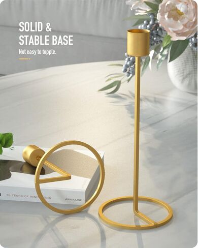 بافيكت مجموعة من 5 حوامل شموع ذهبية مستدبة، حوامل شمعدان مدببة مزخرفة لحفلات الزفاف قطعة مركزية تناسب الشموع في حدود 1 انش in Kuwait