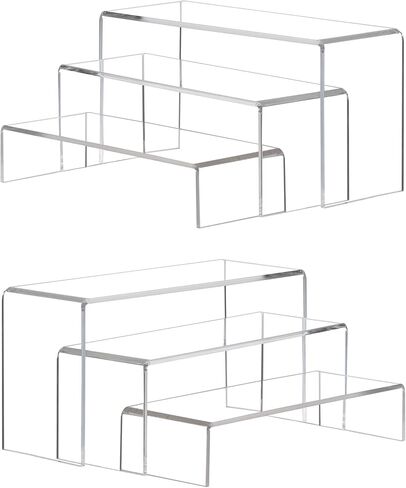 مجموعتان من رافعات عرض الاكريليك الشفافة، 3 احجام رافعات المجوهرات اليدوية حامل البيع بالتجزئة حامل الكب كيك والحلويات in Kuwait