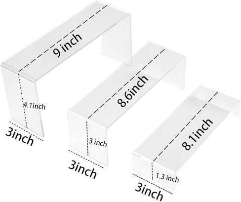 مجموعتان من رافعات عرض الاكريليك الشفافة، 3 احجام رافعات المجوهرات اليدوية حامل البيع بالتجزئة حامل الكب كيك والحلويات in Kuwait