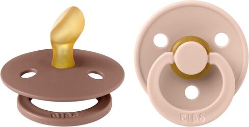 BIBS Pacifiers - Set of 2 | Colour Pacifier with Anatomical Nipple | BPA-Free Natural Rubber | Made in Denmark | Blush/Woodchuck, 0-6 Months in Saudi Arabia