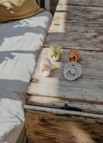 BIBS Pacifiers - Set of 2 | Colour Pacifier with Anatomical Nipple | BPA-Free Natural Rubber | Made in Denmark | Blush/Woodchuck, 0-6 Months in Saudi Arabia