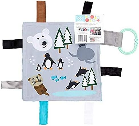 Baby Jack & Co 8x8" Polar Lovey Tag Toys for Babies - Baby Crinkle Toys - Crinkle Toys for Baby - Soft & Safe - Learn Shapes & Colors - Ideal Baby Toy - BPA Free w/Stroller Clip in Kuwait