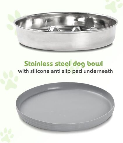 وعاء تغذية بطيء للكلاب من كيتجو مصنوع من الفولاذ المقاوم للصدأ مع قاعدة من السيليكون غير قابلة للانزلاق، وعاء ماء للكلاب مناسب لسلالات الكلاب الصغيرة والمتوسطة، وعاء على شكل مخلب كلب in Kuwait