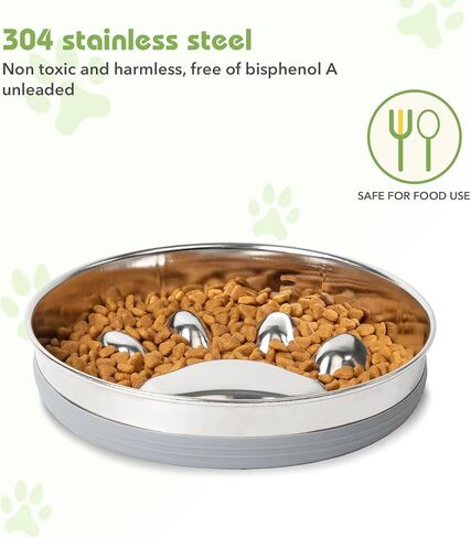 وعاء تغذية بطيء للكلاب من كيتجو مصنوع من الفولاذ المقاوم للصدأ مع قاعدة من السيليكون غير قابلة للانزلاق، وعاء ماء للكلاب مناسب لسلالات الكلاب الصغيرة والمتوسطة، وعاء على شكل مخلب كلب in Kuwait