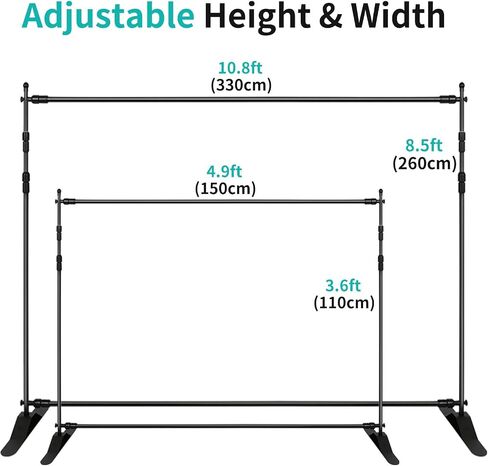 RUIFUTU Photo Backdrop Banner Stand 8.5x 10.8ft Adjustable Telescopic Trade Show Display Stand Step and Repeat Frame Stand for Professional Photography Booth Background in Saudi Arabia