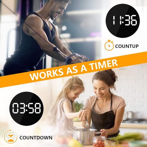 ساعة حائط رقمية مع شاشة LED، جهاز تحكم عن بعد، ساعة منبه رقمية بسطوع 10 مستويات قابلة للتعديل مع درجة الحرارة، التقويم، التاريخ، 12/24 ساعة، ساعة رقمية كبيرة الحجم، مثبتة على الحائط، 2 منبه in Kuwait