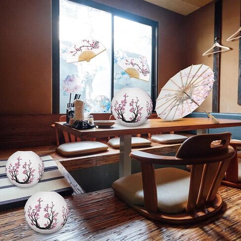 12 Pcs Cherry Blossom Decor Set, Including 2 Pcs Chinese Japanese Oiled Paper Umbrella, 4 Pcs Cherry Blossom Pink Paper Lanterns and 6 Pcs Handheld Silk Decorative Folding Fans for Wedding Party Favor in Saudi Arabia