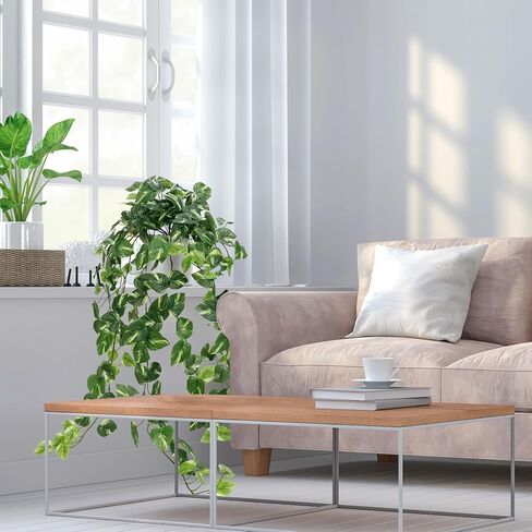 Fake Plants Indoor, Artifical Potted Trailing Ivy Faux Pothos Plant for Home Decor Fake Greenery with White Ceramic Planter for Bedroom Living Room Office Garden Table Shelf Decor(Dark Green) in Kuwait