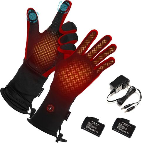 بطانات قفازات ساخنة للرجال والنساء - قفازات عمل كهربائية رقيقة قابلة لإعادة الشحن للرياضات الشتوية والتهاب المفاصل قفازات رينود الدافئة (أحمر، XL) in Kuwait
