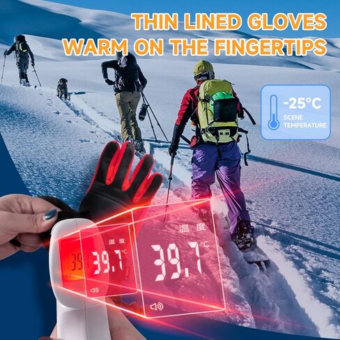 بطانات قفازات ساخنة للرجال والنساء - قفازات عمل كهربائية رقيقة قابلة لإعادة الشحن للرياضات الشتوية والتهاب المفاصل قفازات رينود الدافئة (أحمر، XL) in Kuwait