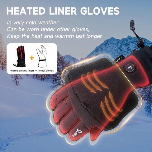 بطانات قفازات ساخنة للرجال والنساء - قفازات عمل كهربائية رقيقة قابلة لإعادة الشحن للرياضات الشتوية والتهاب المفاصل قفازات رينود الدافئة (أحمر، XL) in Kuwait