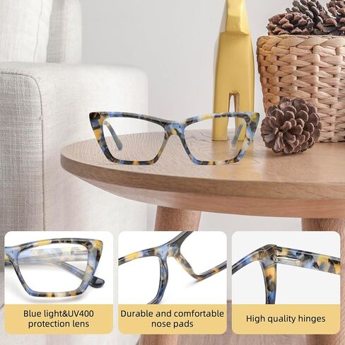 JOO'RTI 3 Pack Cat-Eye Blue Light Blocking Reading Glasses for Women,Stylish Design,Fashion and Cute in Kuwait