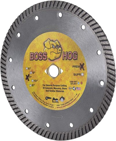 Delta Diamond Boss Hog 10 بوصة Turbo Premium Diamond Blade للبناء والطوب والكتل والأرصفة والخرسانة والحجر والقطع الرطب/الجاف، حافة مستمرة (10 بوصات) in Kuwait