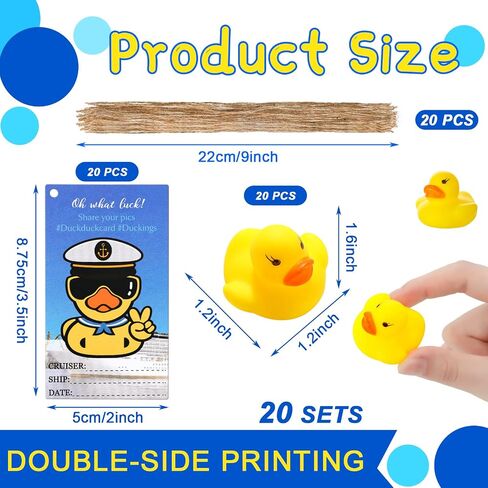 Epakh 60 Pieces Duck Cards with Rubber Ducks and Strings Duck Duck Card for Spread Your Little Rubber Ducks with Tags, Share Fun Pictures Cards(Marine Style) in Saudi Arabia