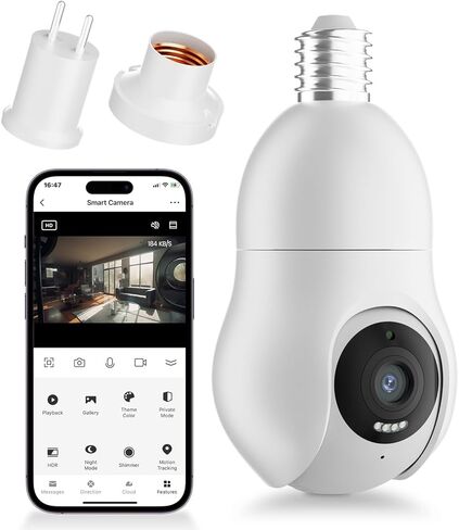 فيزوم كاميرا مراقبة 2K، كاميرات مراقبة لاسلكية 4MPS، للاماكن الخارجية والداخلية بالوان كاملة ليلا ونهارا، كشف حركة 360 درجة، منبه، سهلة التركيب in Kuwait