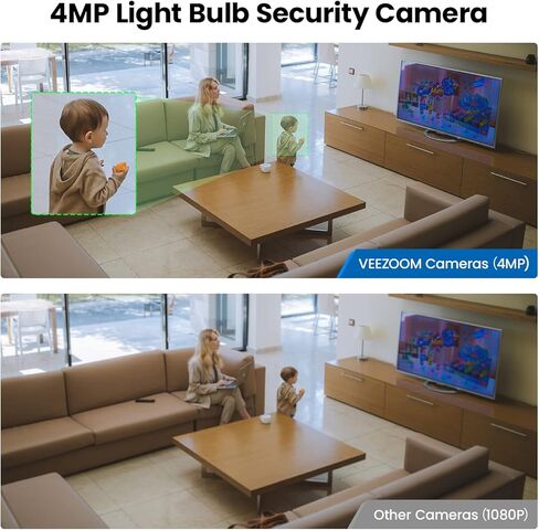 فيزوم كاميرا مراقبة 2K، كاميرات مراقبة لاسلكية 4MPS، للاماكن الخارجية والداخلية بالوان كاملة ليلا ونهارا، كشف حركة 360 درجة، منبه، سهلة التركيب in Kuwait