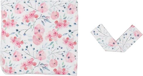 Giggle Angel Baby Receiving Blanket Swaddle Blanket Infant Wrap Pink Floral Pattern with Matching Bowtie (Boho) in Kuwait