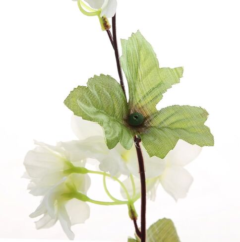 UUPP 2Pcs Artificial Cherry Blossom Flower Garland Silk Fake Hanging Flower Vines for Home Wedding Decoration, 7.2FT(White) in Kuwait
