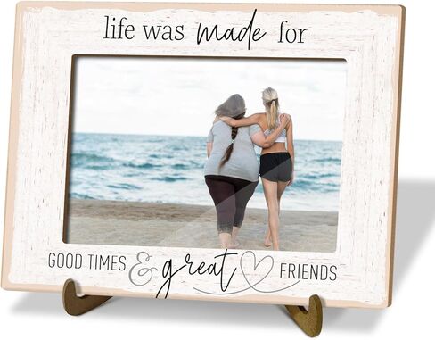 اطار صور خشبي لسطح الطاولة مع حامل، هدية الصداقة للنساء والرجال والاولاد والبنات بعبارة Life Was Made for Good Times Great Friends، اطار صور افقي 4 انش × 6 انش لمستلزمات ديكور المنزل -10 in Kuwait