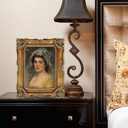 إطار صورة FJXMFRAME عتيق مقاس 5 × 7 إطارات صور ذهبية عتيقة مع واجهة زجاجية، وإطارات باروكية مزخرفة لسطح الطاولة والتعليق على الحائط (5 × 7 بوصة، برونزي) in Saudi Arabia
