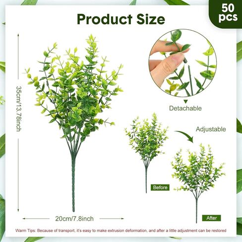 Cindeer 100 Pcs Artificial Boxwood Stems for Outdoors Fake Stems Plants Shrubs Faux Plastic Greenery UV Resistant Picks for Indoor Outside Farmhouse Home Garden Wedding Decor (Green) in Saudi Arabia