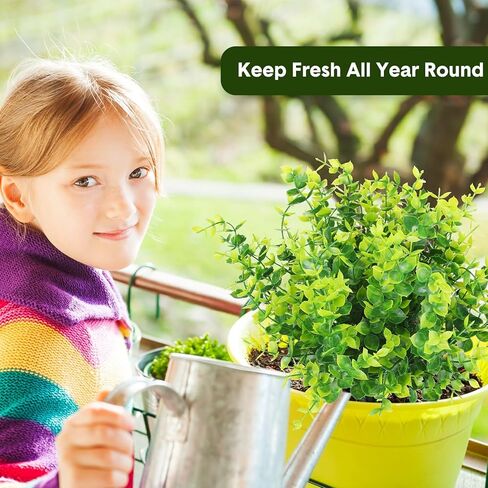 Cindeer 100 Pcs Artificial Boxwood Stems for Outdoors Fake Stems Plants Shrubs Faux Plastic Greenery UV Resistant Picks for Indoor Outside Farmhouse Home Garden Wedding Decor (Green) in Saudi Arabia