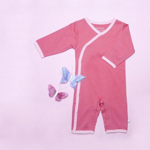 Babysoy Newborn Baby Infant Unisex Kimono Side Snap Long Sleeve Onepiece Romper Coverall in Saudi Arabia