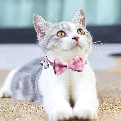 STMK 2 Pack Easter Cat Collars with Bow Tie Bell, Breakaway Adjustable Cat Kitten Collars with Bowtie Bell for Cats Kittens (Bunny & Easter Chick) in Saudi Arabia