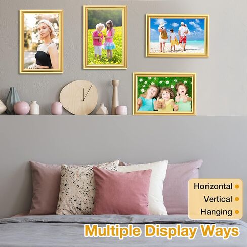 Kathfly 16 Pcs Picture Frames Simple Designed Photo Frames Modern Gold Frames for Pictures with Resin Glass for Wall Mount Tabletop Display Home Office Hotel Decoration (4 x 6 Inch) in Saudi Arabia