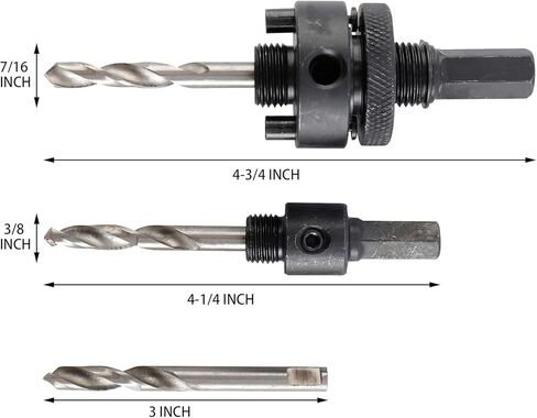 تايصن 3 قطع من مغزل منشار الثقب، 7/16 انش و3/8 انش عرقوب منشار ثقب مع 1 مثقاب مركزي مناسب لقطر 3/4 انش الى 6 انش in Kuwait