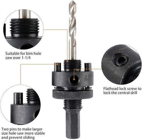 تايصن 3 قطع من مغزل منشار الثقب، 7/16 انش و3/8 انش عرقوب منشار ثقب مع 1 مثقاب مركزي مناسب لقطر 3/4 انش الى 6 انش in Kuwait