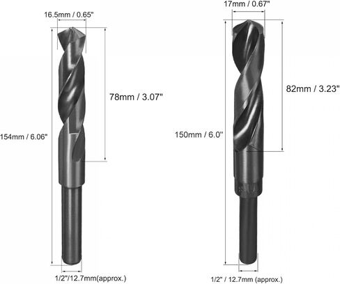 uxcell Reduced Shank Drill Bit Set 16.5mm 17mm, 1/2" Round Shank HSS (High Speed Steel) 9341 Black Nitride Coated Twist Drill Bits in Saudi Arabia