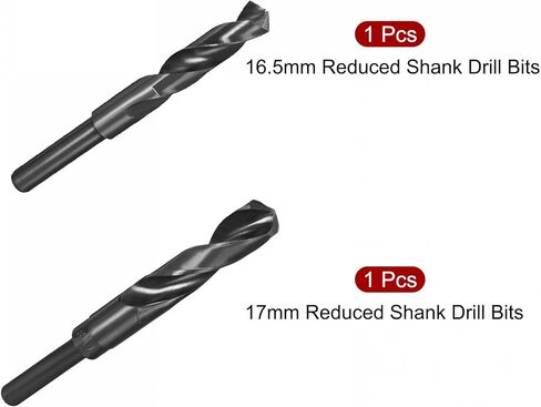uxcell Reduced Shank Drill Bit Set 16.5mm 17mm, 1/2" Round Shank HSS (High Speed Steel) 9341 Black Nitride Coated Twist Drill Bits in Saudi Arabia